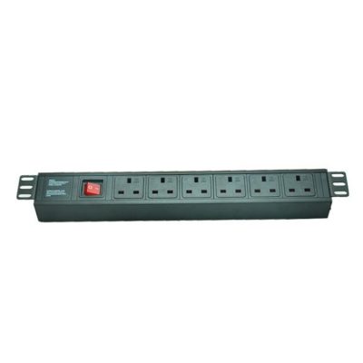 1.5U, 6 Way, 220V-250V, 13A, Universal PDU, UK Plug, 2m Cable, With Switch & Overload Protection