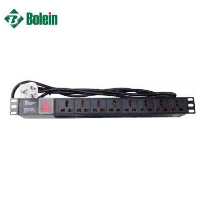 1.5U, 8 Way, 220V-250V, 13A, Universal PDU, UK Plug, 2m Cable, With Switch & Overload Protection