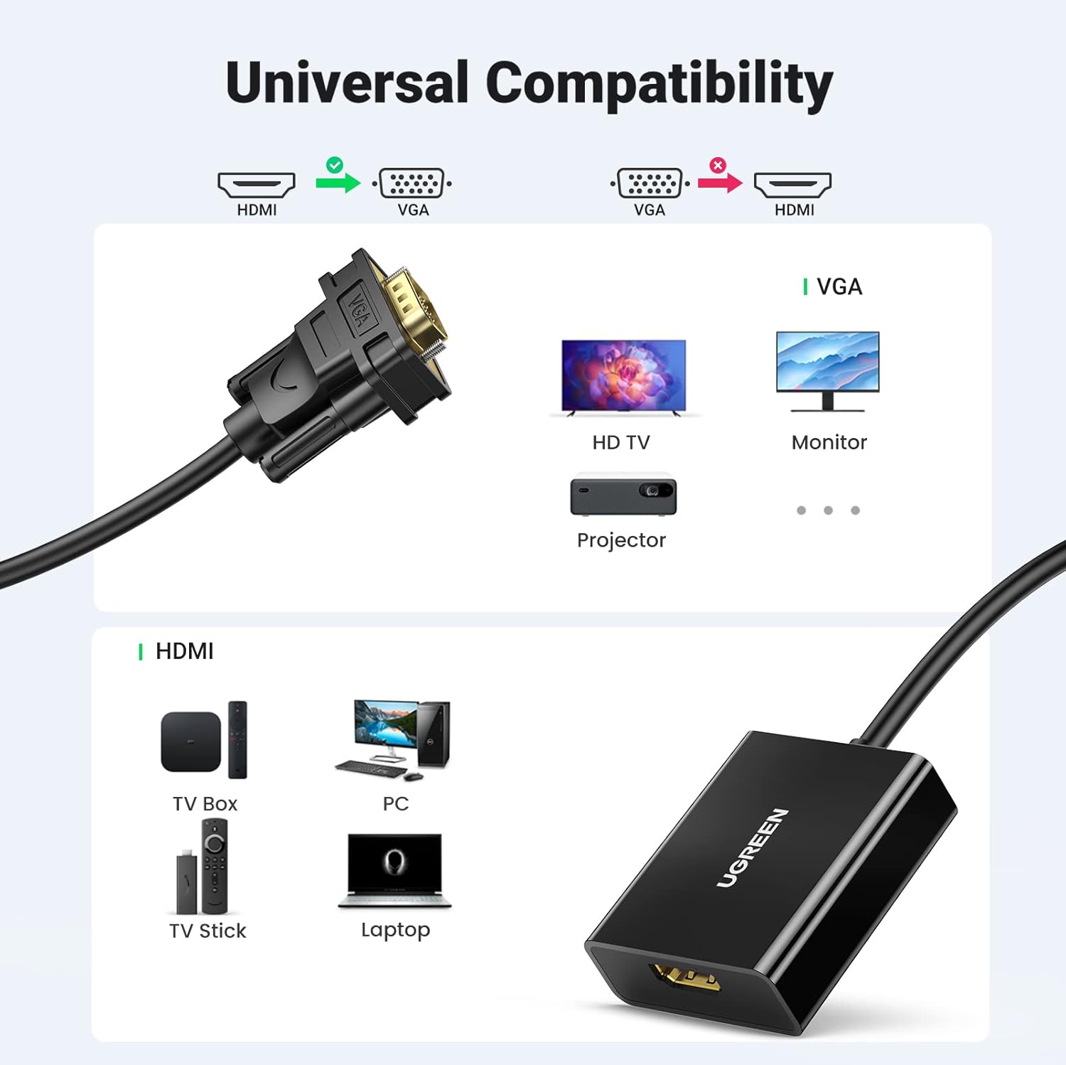 UGREEN Best HDMI To VGA Converter - 20694 | HDMI Female to VGA Male Adapter - Image 7