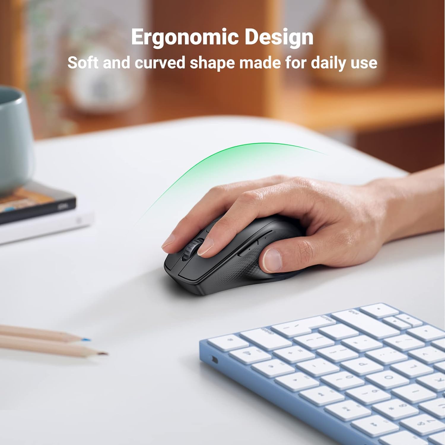 UGREEN Ergonomic Mouse | Contoured-Shape Design Wireless + Bluetooth Mouse: Comfort and Precision Combined - Image 3