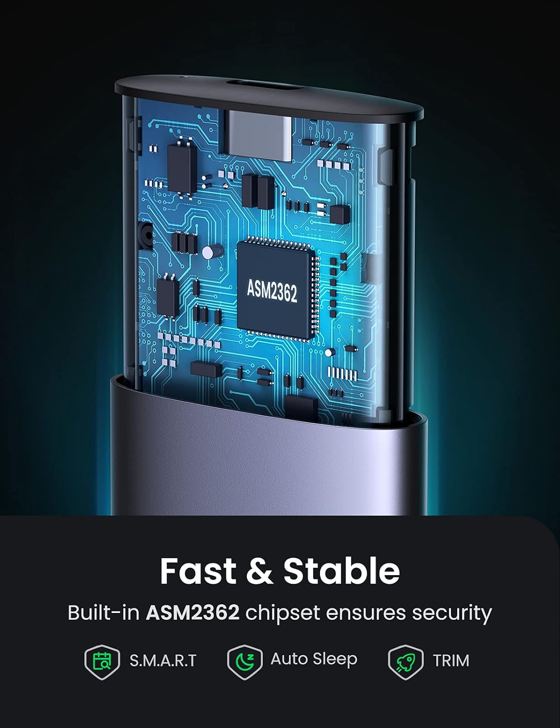 UGREEN M.2 NVMe SATA SSD Enclosure- 10902 | M.2 NVMe/M.2 SATA SSD Enclosure(10Gbps) - Image 4