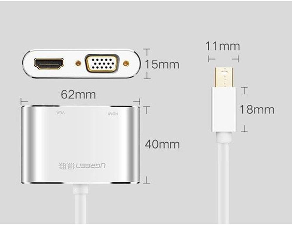 UGREEN Mini DP to HDMI+VGA Converter- 20421 - Image 4