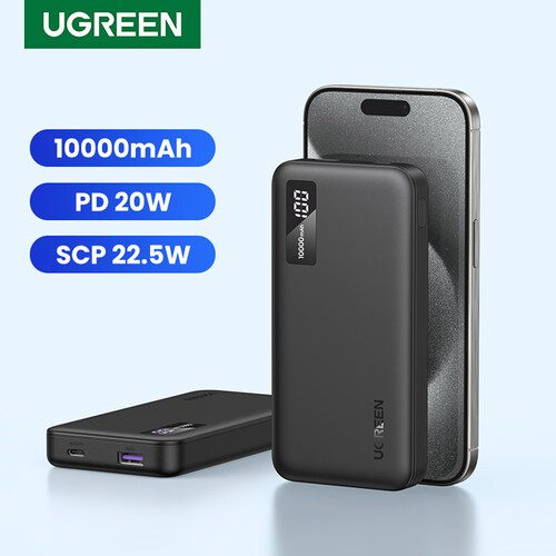 UGREEN 10000mAh Two-way Fast Charging Power Bank Black (20W)