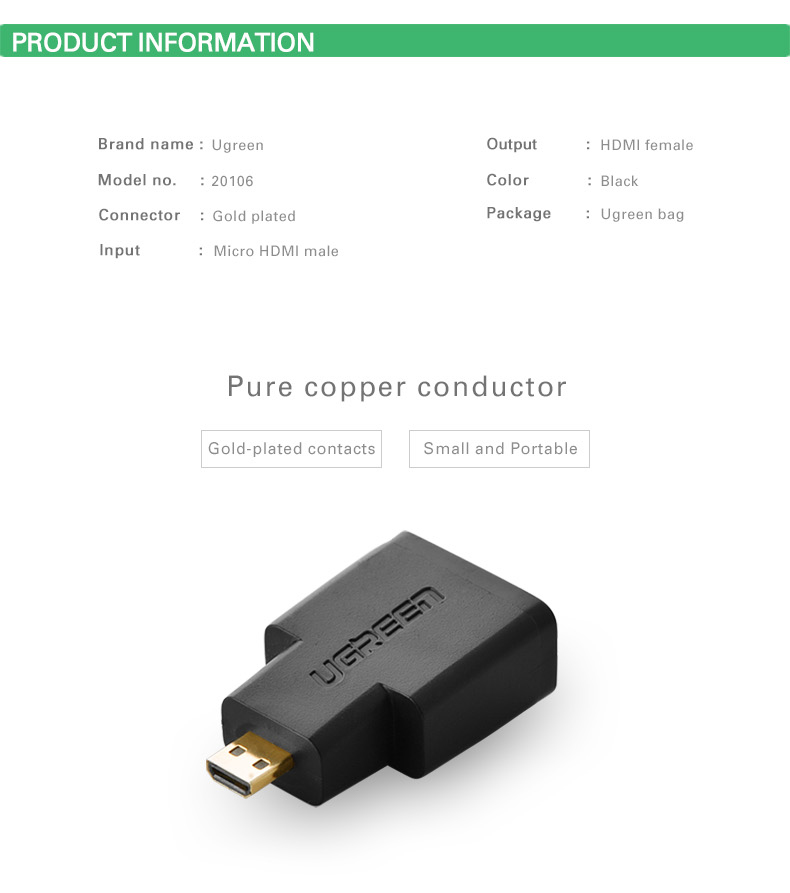 UGREEN Micro HDMI to HDMI Adapter | 20106 - Image 4