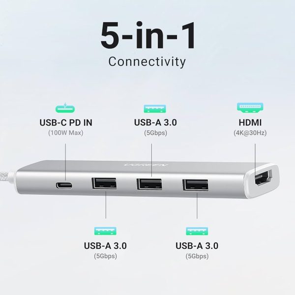 61C60ehGKUL._AC_UF1000,1000_QL80_ UGREEN 5 in 1 USB-C To Hub – 35580 | Creamy White