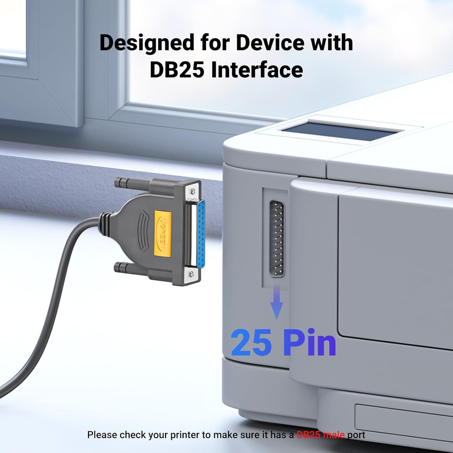 UGREEN USB 2.0 A to DB25 Female Parallel Print Cable | 20224 | 2 METER - Image 9