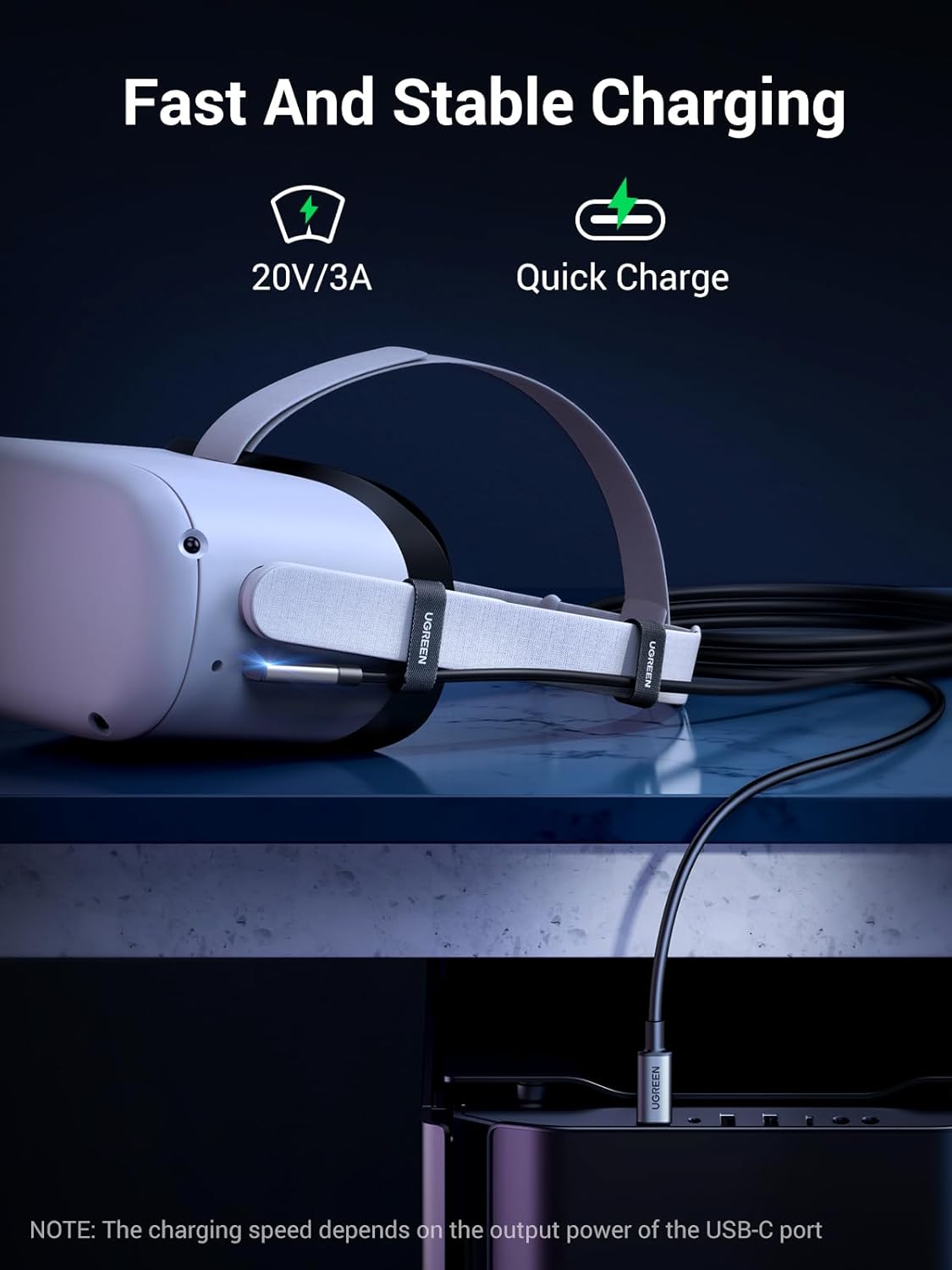 UGREEN USB-C to USB-C Cable | 5Gbps / 60W VR Device Cable | 90629 - Image 4