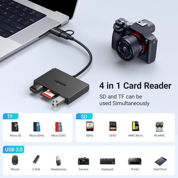 710Bk3LGkpL._AC_SL1500_ UGREEN USB-C & USB-A Card Reader to TF/SD + 2×USB-A 3.0