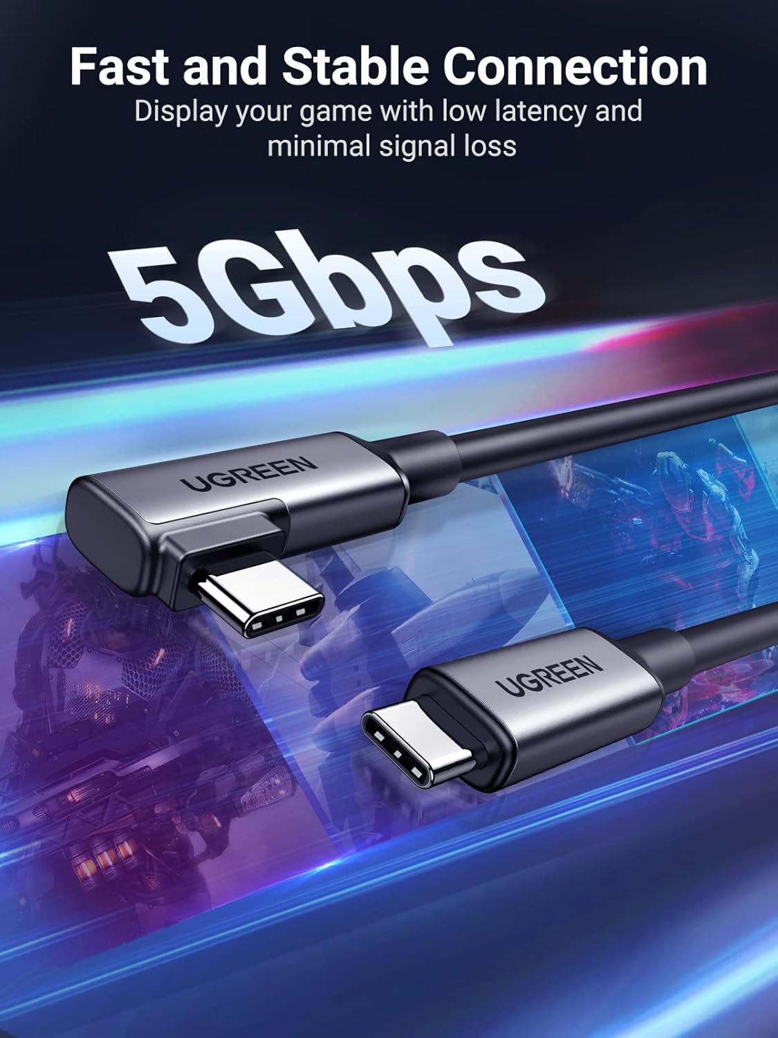UGREEN USB-C to USB-C Cable | 5Gbps / 60W VR Device Cable | 90629 - Image 6