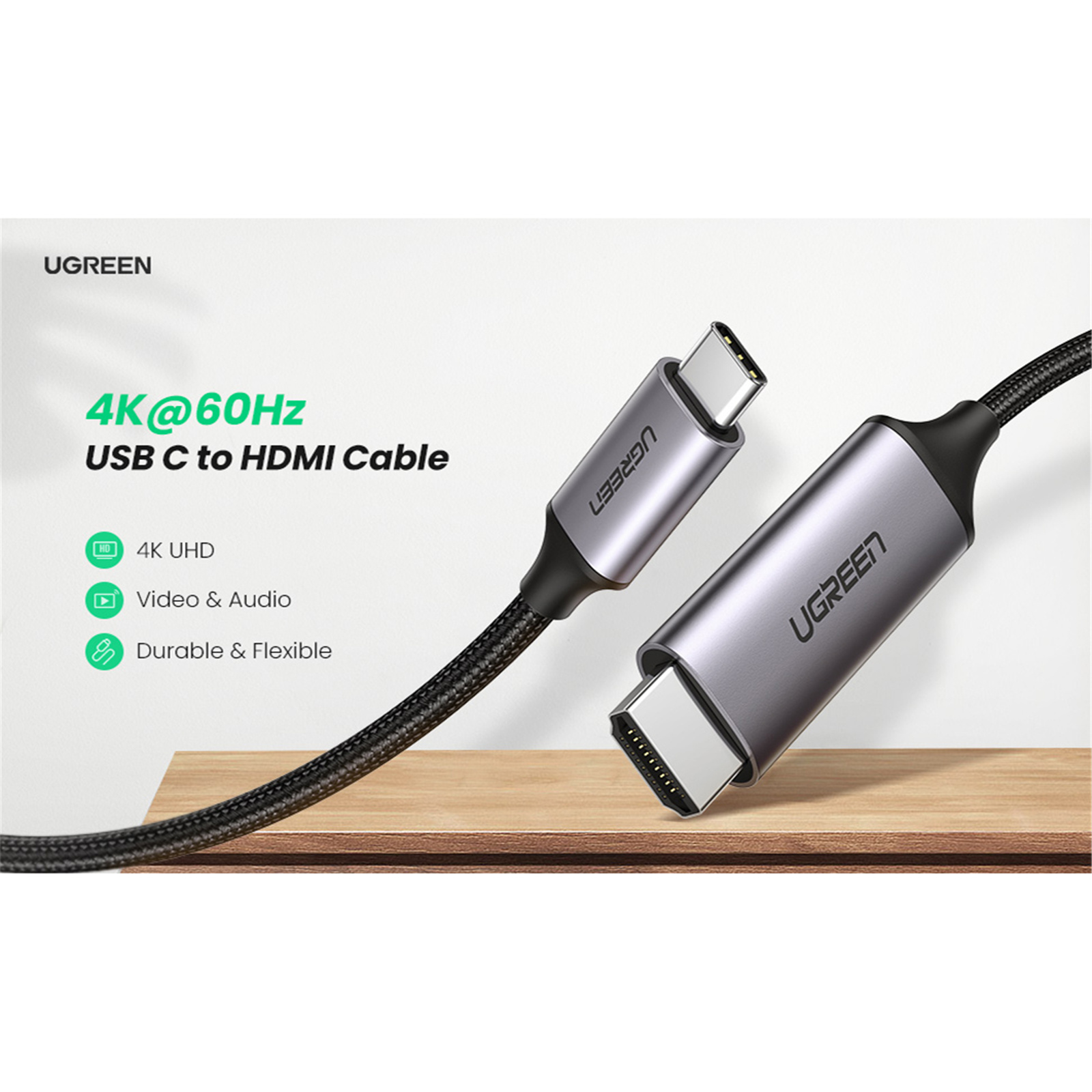 UGREEN USB-C to HDMI Cable (Male to Male) | Aluminum Shell, 1.5 Meter - Image 4