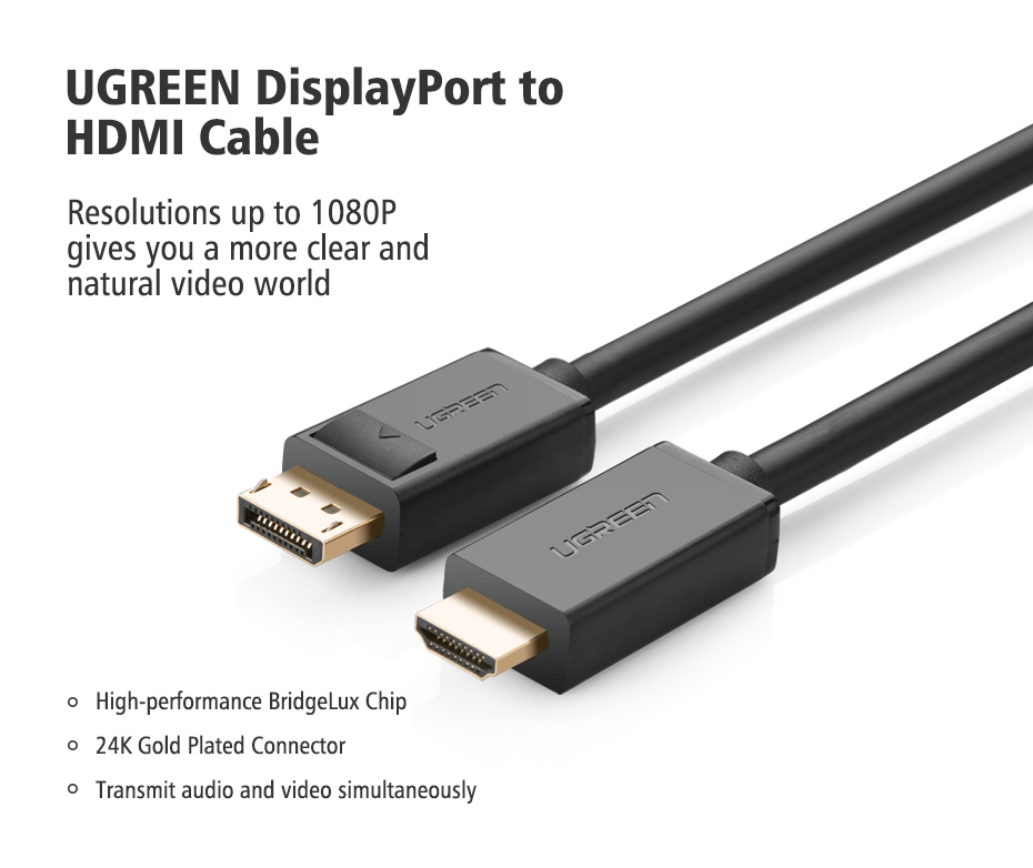 UGREEN DP Male to HDMI Male Cable- 3 Meter | 10203 - Image 4