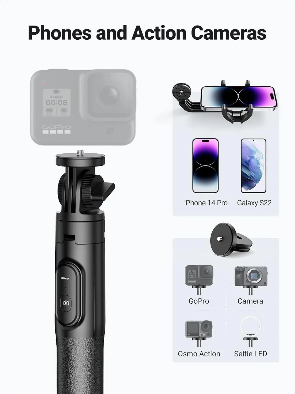 UGREEN Selfie Stick Tripod with Bluetooth Remote | 15062 - Image 4
