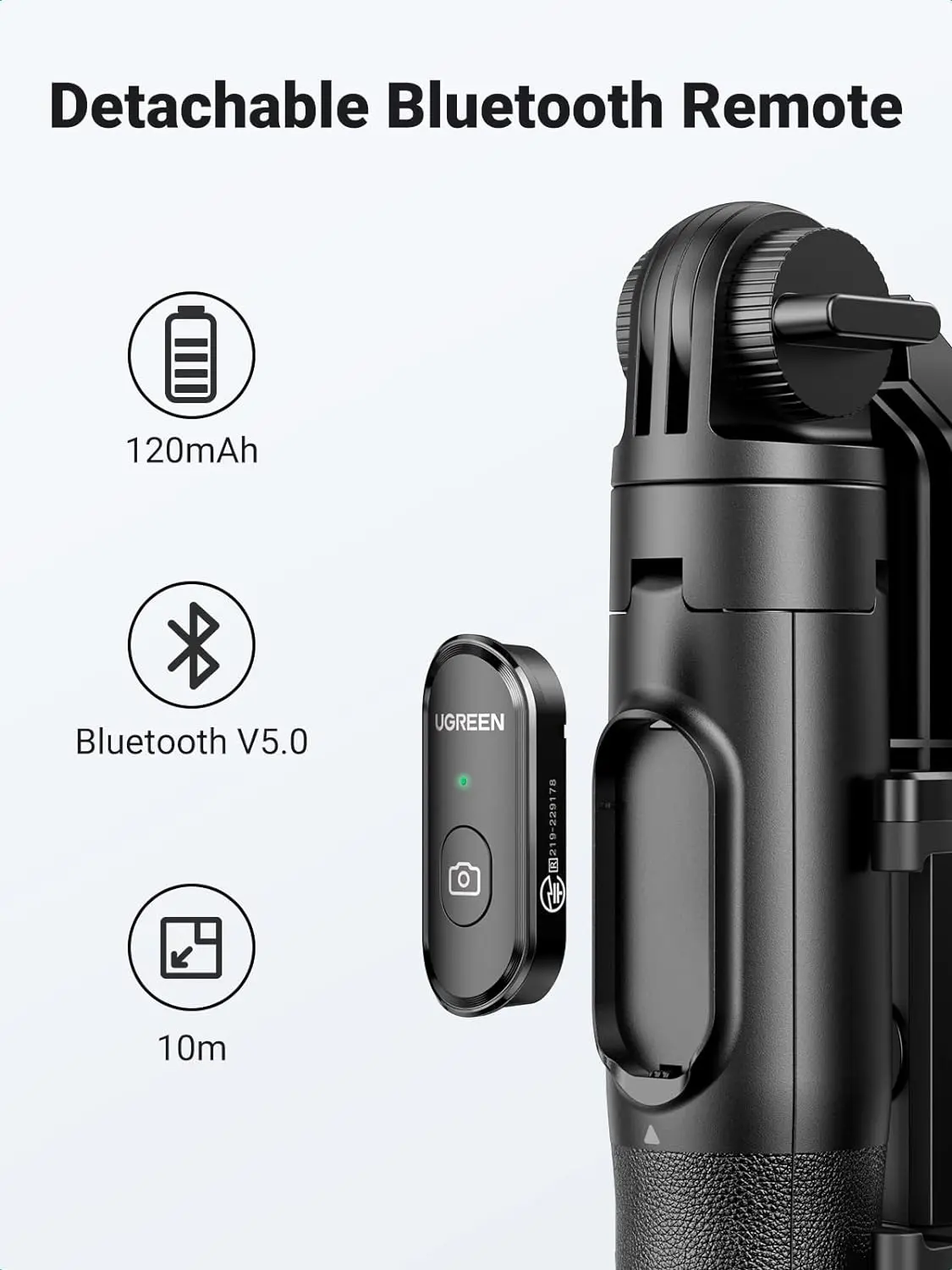 UGREEN Selfie Stick Tripod with Bluetooth Remote | 15062 - Image 5