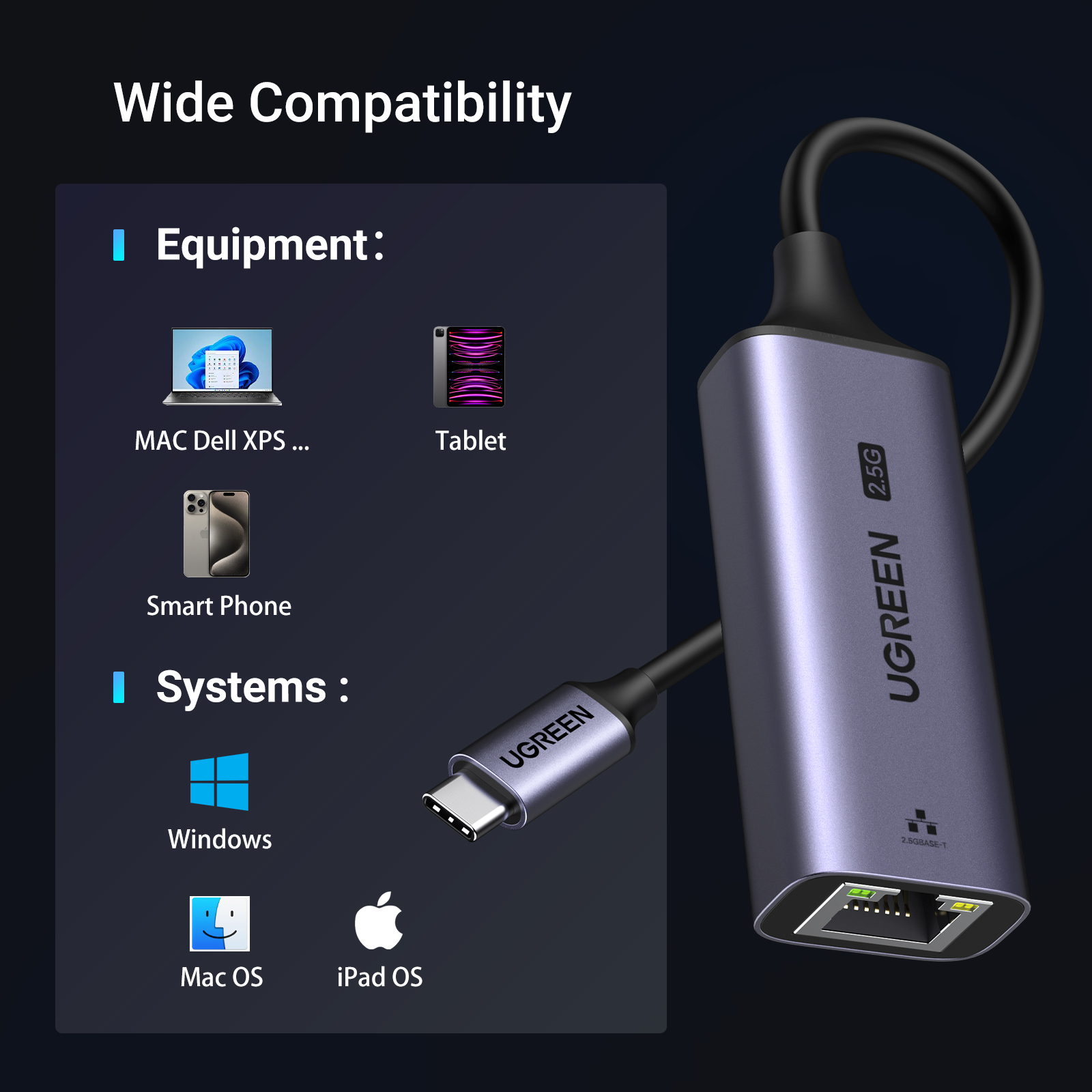 UGREEN USB-C 3.1 GEN1 to 2.5G Ethernet Adapter | 25052 - Image 4