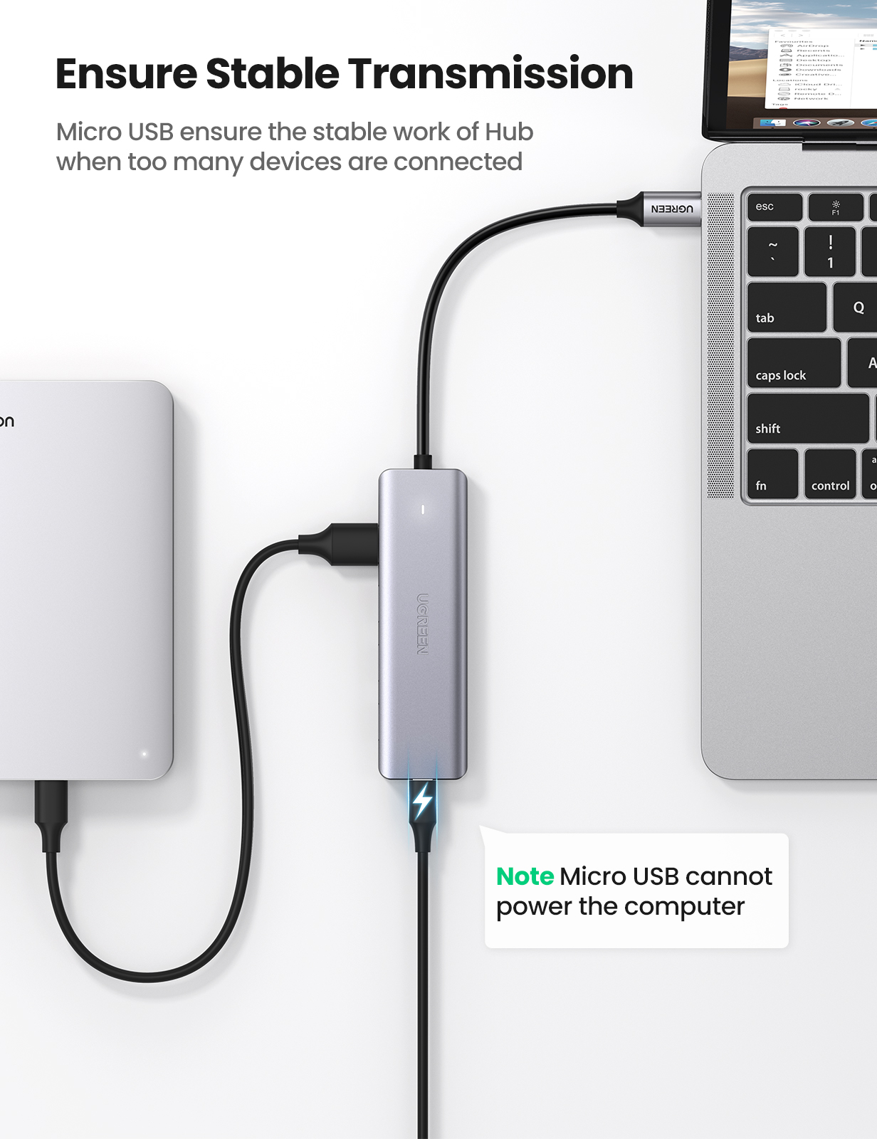 UGREEN Type-C 3.0 to 4-Port HUB | 70336 - Image 5