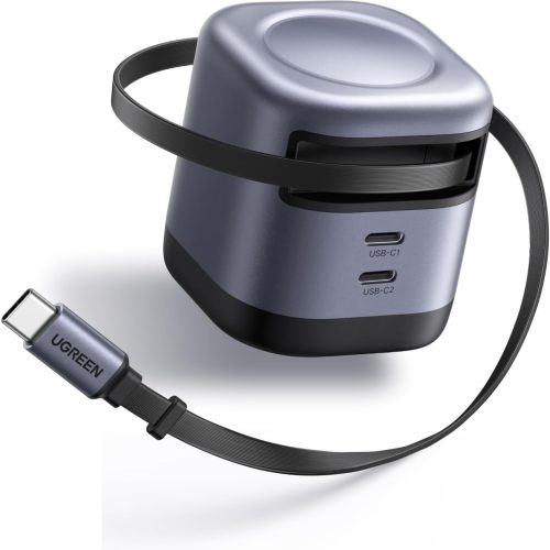 UGREEN 45W GaNInfinity USB-C Fast Charger with Built-in Cable and 2 USB-C Ports, compact GaN charger for iPhone 17 Pro Max and MacBook Air.