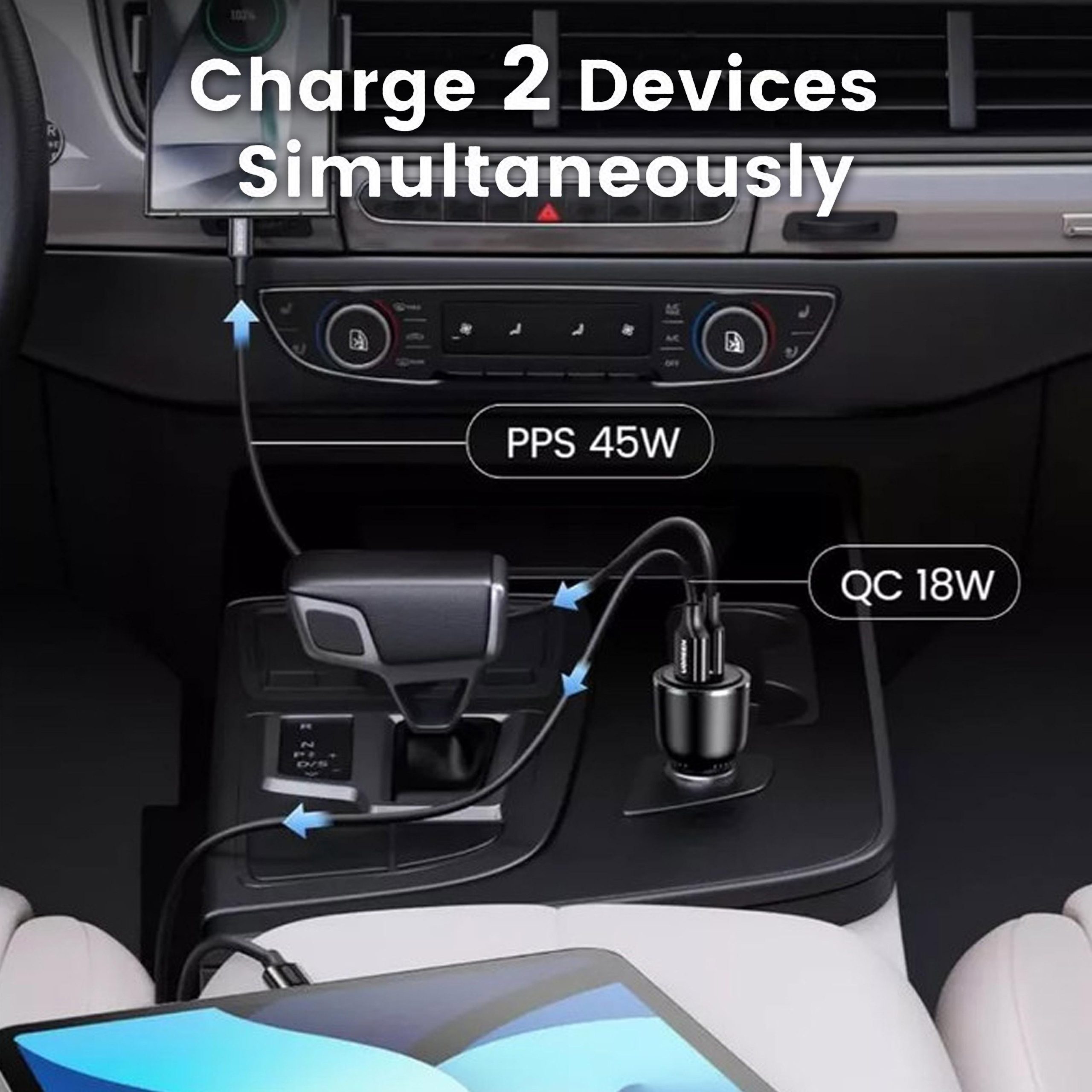 UGREEN 63W Dual USB Fast Car Charger - Image 2