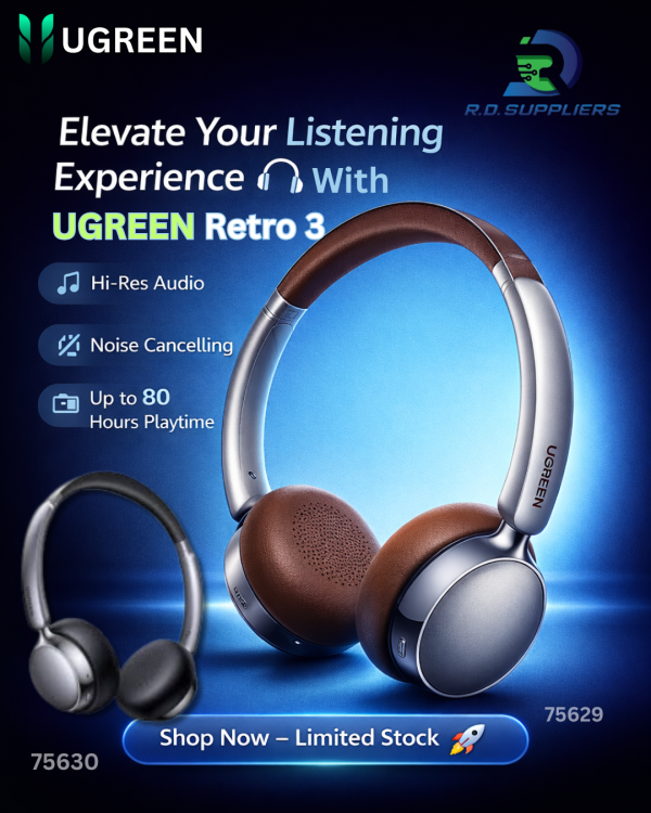 UGREEN Studio Plus HP207 wireless ANC headphones in black and silver