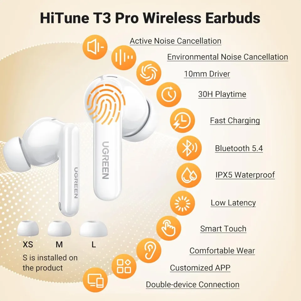 UGREEN HiTune T3 Pro Wireless Earbuds | ANC & 30H Battery - Image 3