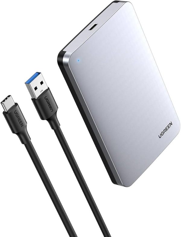 UGREEN 2.5 inch SATA to USB C aluminum hard drive enclosure for SSD and HDD with 6Gbps transfer speed