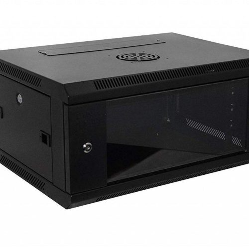 Bolein BLWM-6404 4U Black Wall Mount Network Server Rack Cabinet with Toughened Glass Door.