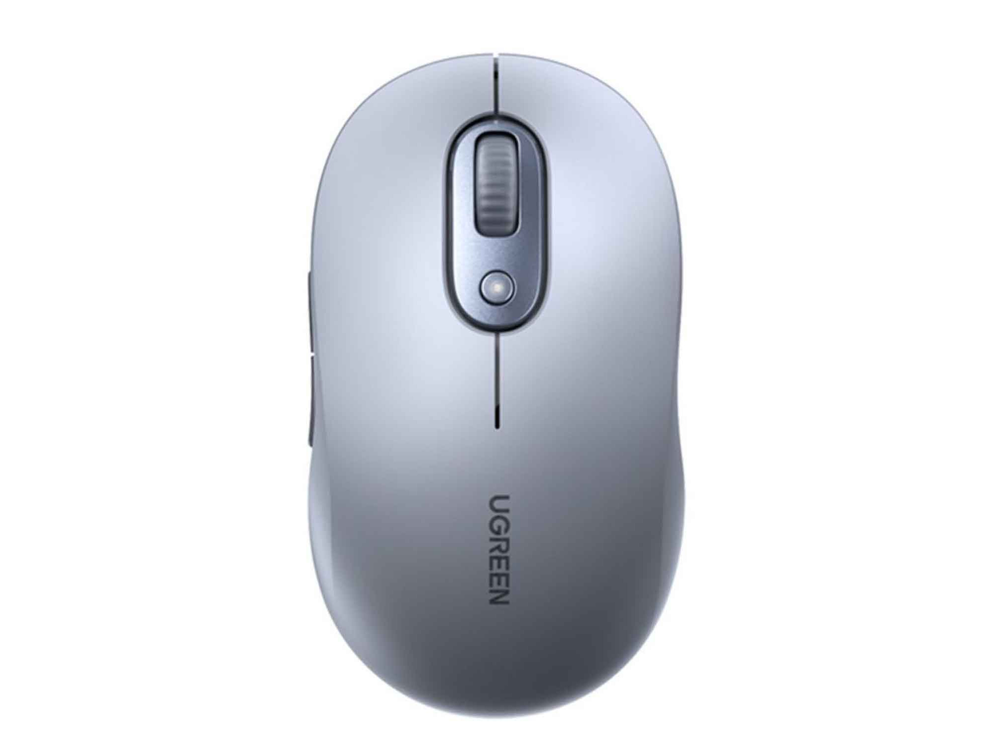 UGREEN ergonomic wireless mouse grey top view silent click design