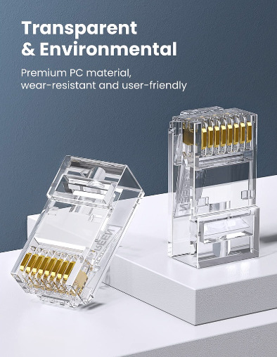 UGREEN Transparent RJ45 Connector PC Material Wear-Resistant