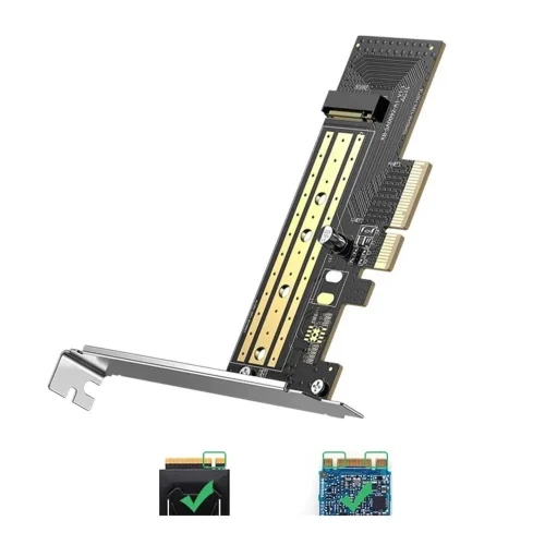 Professional M.2 NVMe to PCIe x4 expansion card for desktop PC SSD upgrade showing M-Key compatibility.