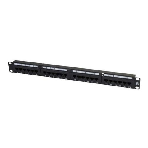 Bolein BLP-2724-C6 24 Port Cat6 UTP 1U 19-inch Rack Mount Patch Panel with numbered ports and labeling areas.