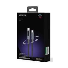UGREEN 100W USB-C to USB-C Cable with LED Power Display and Nylon Braiding.