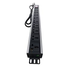 Bolein BLPDU6002-1.5U 16A 6 Way Universal PDU for server racks with overload protection, power switch, and 2m UK plug cable.