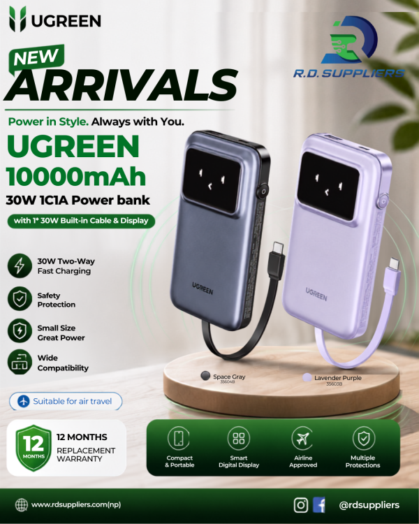 35604B UGREEN 10000mAh 30W Power Bank Price in Nepal
