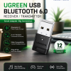 ugreen-75073-bluetooth-6-0-nano-dongle-black High-resolution studio shot of the UGREEN CM748 Bluetooth 6.0 mini USB adapter featuring a lanyard loop hole and premium branding layout.
