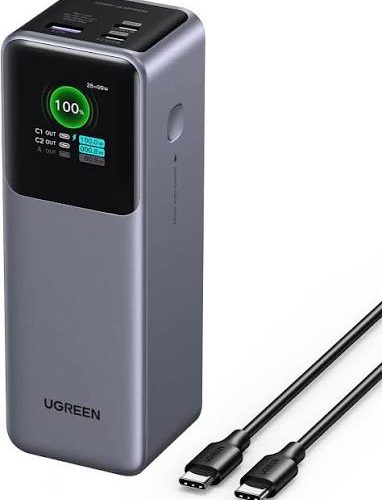 ugreen-nexode-25000mah-charging-performance UGREEN Nexode 25000mAh power bank charging capacity statistics for MacBook Air, iPad Pro, Galaxy S24 Ultra, and iPhone 16 Pro.