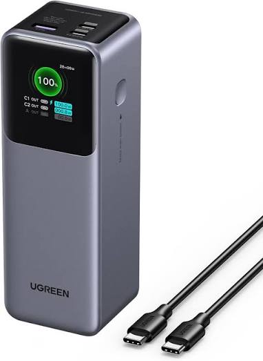 ugreen-nexode-25000mah-charging-performance UGREEN Nexode 25000mAh power bank charging capacity statistics for MacBook Air, iPad Pro, Galaxy S24 Ultra, and iPhone 16 Pro.