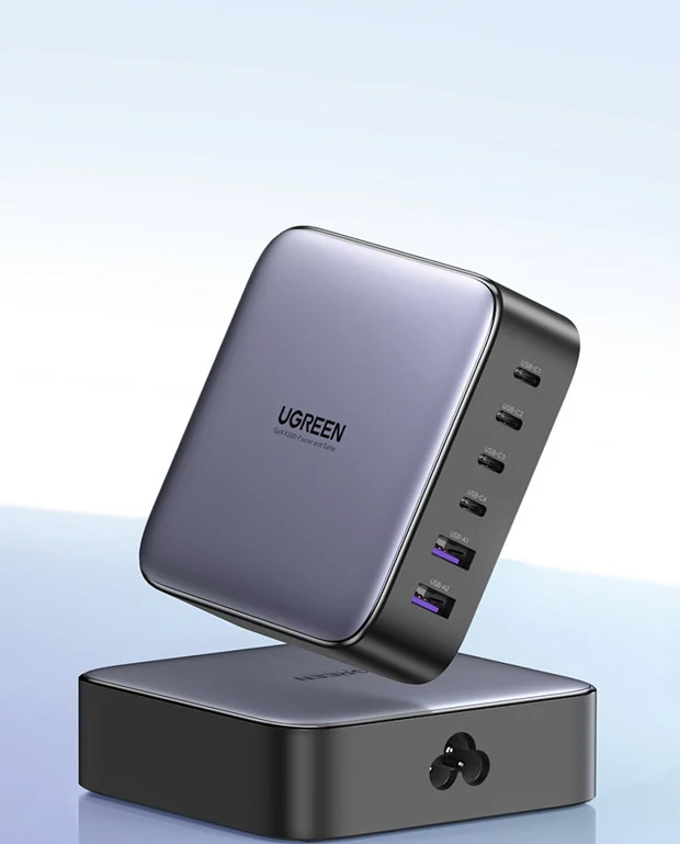 UGREEN Nexode GaN 200W Desktop Charger (6-Port: 4 USB-C & 2 USB-A) - Space Gray - Image 2